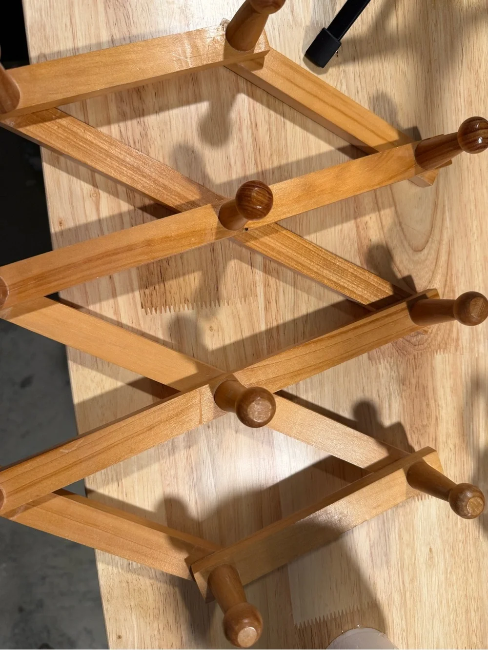 Wooden Expandable Peg Rack - Natural Light Wood